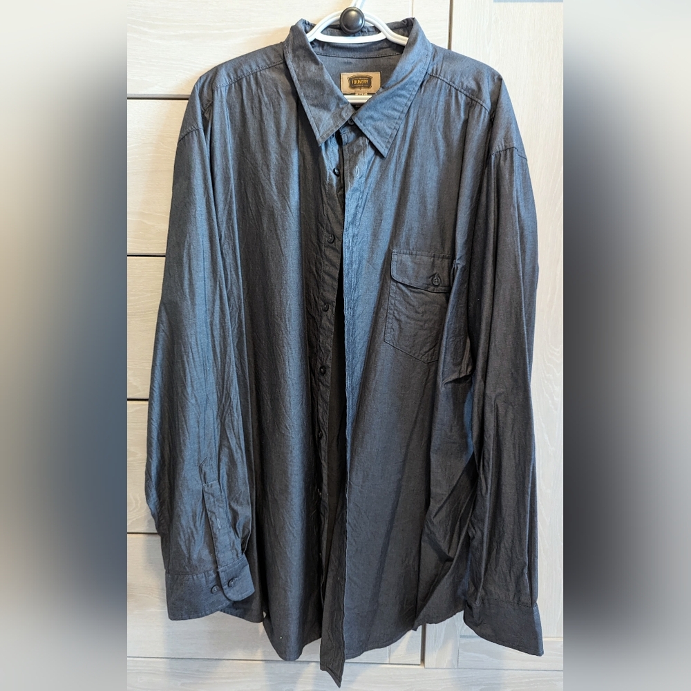 Men's The Foundry Supply Co Gray Long Sleeve Dress Shirt Button Up 3XLT